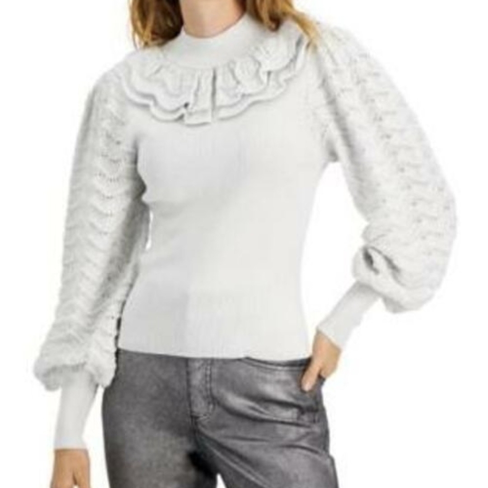 INC International Concepts White Sweater Size L